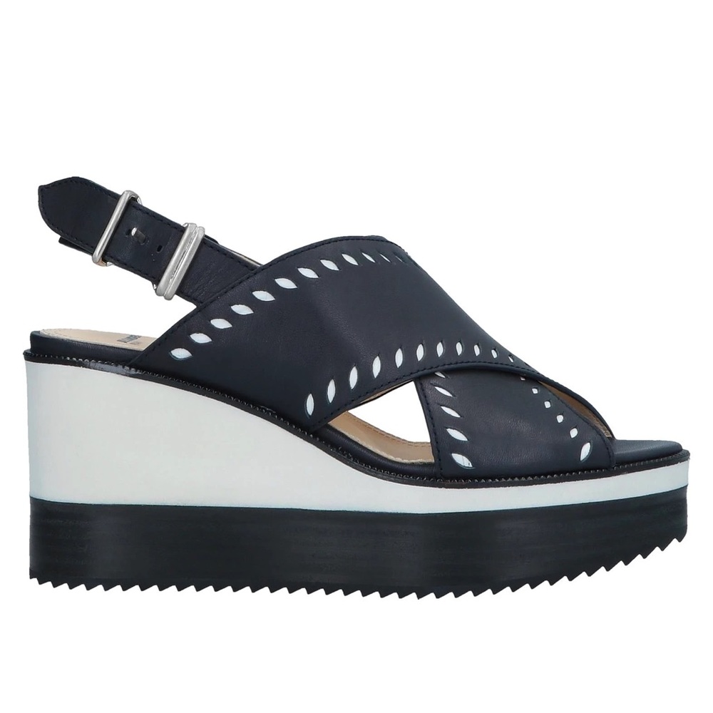 Black and White Platform Slingback Sandal - Women's